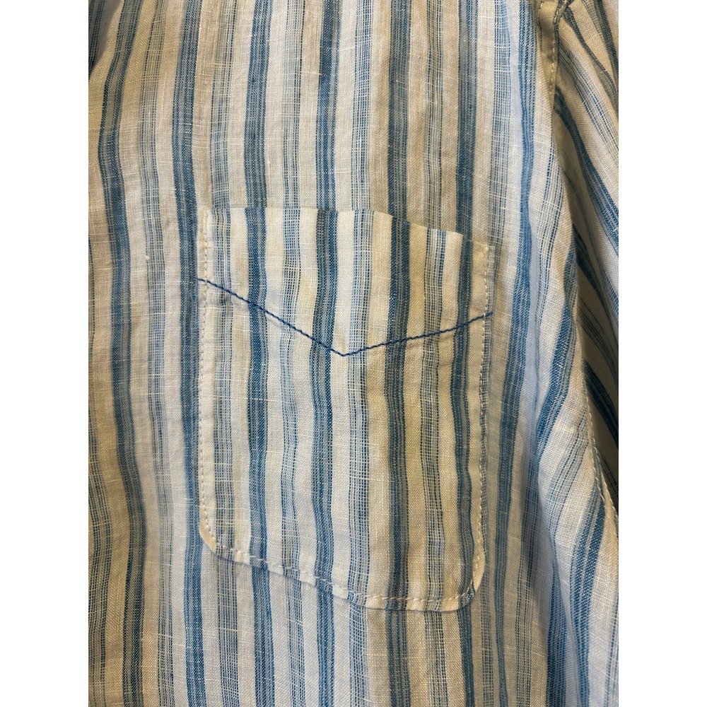 Tommy Bahama Mens Button Down Sz XL Blue Striped Linen Relax Shirt Beach Coastal - Picture 2 of 9